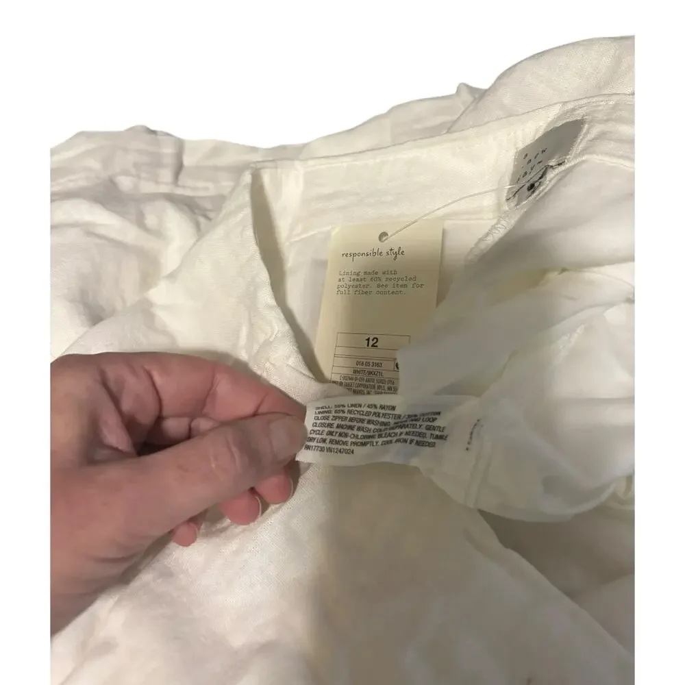 a new day White Linen Blend Skirt Size 12 NWT